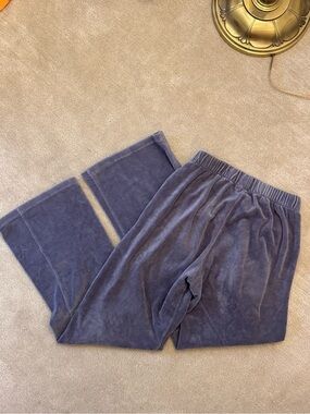 Brandy Melville Velvety Ribbed Waistband Wide Leg Pants in Grey